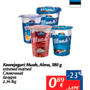 Allahindlus - Koorejogurt Muah, Alma, 380 g