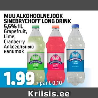 Allahindlus - MUU ALKOHOOLNEJOOK SINEBRYHOFF LONG DRINK 5,5%, 1 L