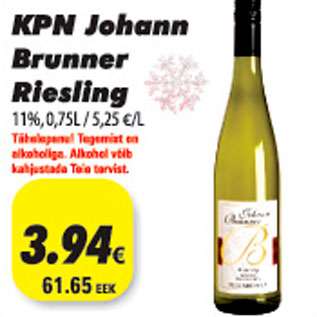 Allahindlus - KPN Johann Brunner Riesling