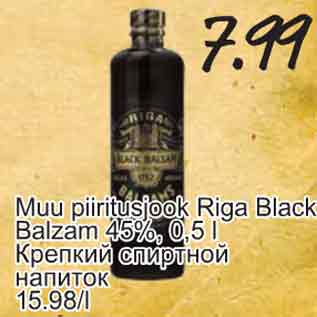 Allahindlus - Muu piiritusjook Riga Black Balzam 45%, 0,5 l