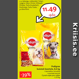 Allahindlus - Pedigree kuivtoit koertele, 8,4 kg • loomaliha-linnuliha • suurtele koertel