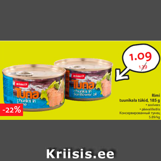 Allahindlus - Rimi tuunikala tükid, 185 g