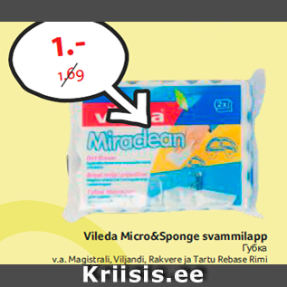 Allahindlus - Vileda Micro&Sponge svammilapp