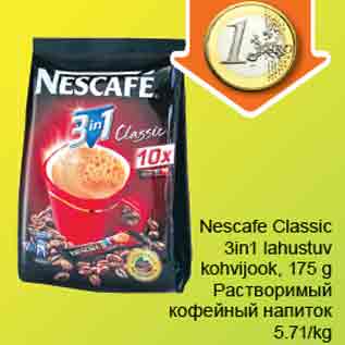 Allahindlus - Nescafe Classic 3in1 lahustuv kohvijook, 175g