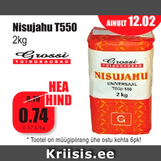 Allahindlus - Nisujahu T550 2kg