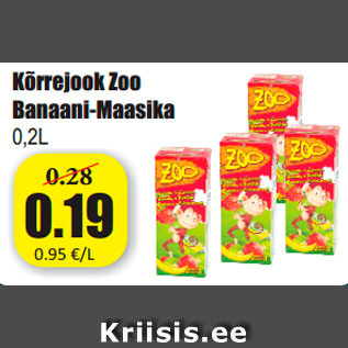 Allahindlus - Kõrrejook Zoo Banaani-Maasika 0,2L