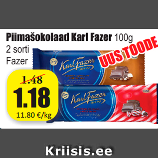 Allahindlus - Piimašokolaad Karl Fazer 100 g