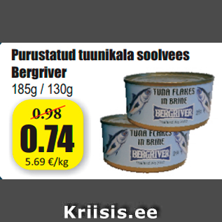 Allahindlus - Purustatud tuunikala soolvees Bergriver