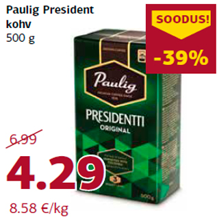 Allahindlus - Paulig President kohv 500 g