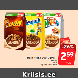 Allahindlus - Müsli Nestle, 300- 320 g**