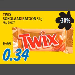 Allahindlus - TWIX ŠOKOLAADIBATOON 51g