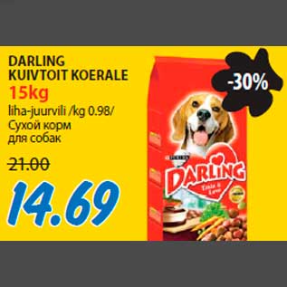 Allahindlus - DARLING KUIVTOIT KOERALE 15kg liha-juurvili