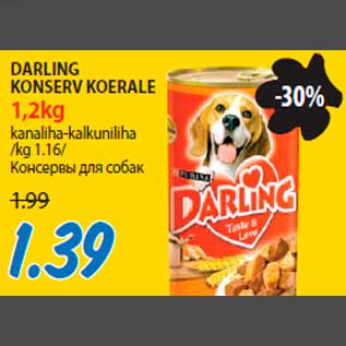 Allahindlus - DARLING KONSERV KOERALE 1,2kg kanaliha-kalkuniliha