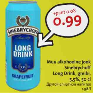 Allahindlus - Muu alkohoolne jook Sinebrychoff Long Drink, greibi, 5,5%, 50 cl