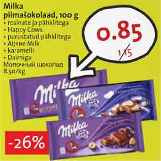 Allahindlus - Milka piimašokolaad, 100 g