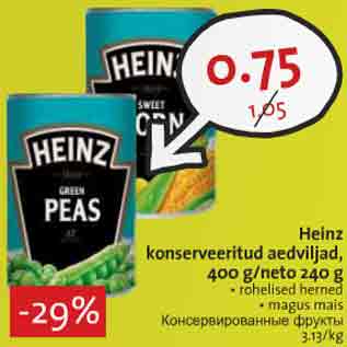 Allahindlus - Heinz konserveeritud aedviljad, 400 g/ neto 240 g