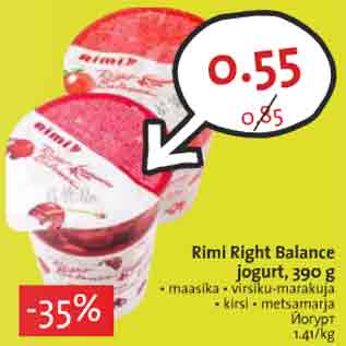 Allahindlus - Rimi Right Balance jogurt, 390 g