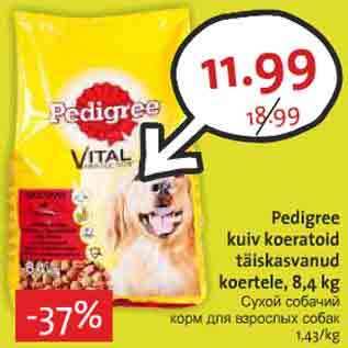 Allahindlus - Pedigree kuiv koeratoid täiskasvanud koertele, 8,4 kg