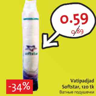 Allahindlus - Vatipadjad Softstar, 120 tk