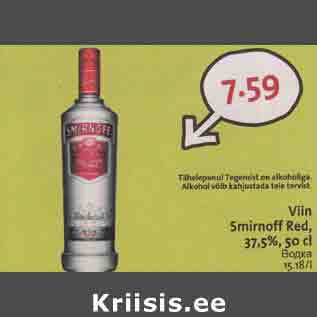 Allahindlus - Viin Smirnoff Red, 37,5%,50 cl