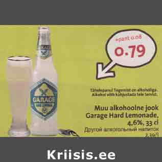 Allahindlus - Мuu alkohoolne jook Garage Hard Lеmоnаdе,4,6%, 33 cl