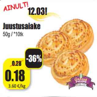 Allahindlus - Juustusaiake 50g / *10tk