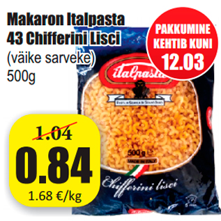 Allahindlus - Makaron Italpasta 43 Chifferini Lisci