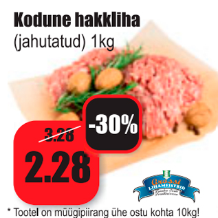 Allahindlus - Kodune hakkliha (jahutatud) 1kg