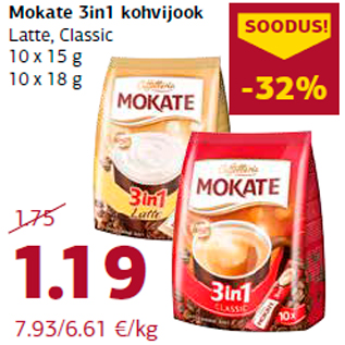 Allahindlus - Mokate 3in1 kohvijook