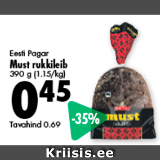 Allahindlus - Eesti Pagar Must rukkileib