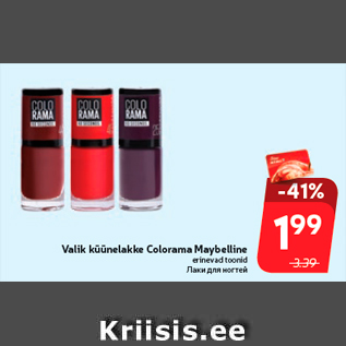 Allahindlus - Valik küünelakke Colorama Maybelline