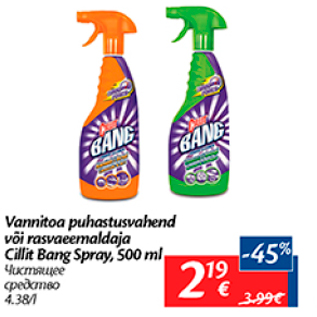 Allahindlus - Vannitoa puhastusvahend või rasvaeemaldaja Cillit Bang Spray, 500 ml