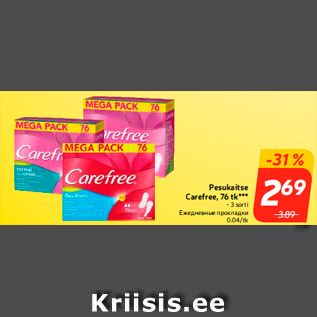 Allahindlus - Pesukaitse Carefree, 76 tk***