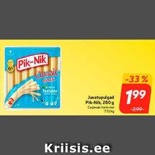 Allahindlus - Juustupulgad Pik-Nik, 280 g