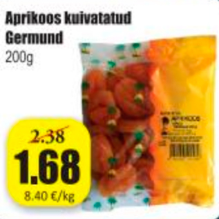 Allahindlus - Aprikoos kuivatatud Germund 200 g