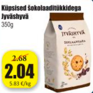 Allahindlus - Küpsised šokolaaditükkidega Jyväshyvä 350 g