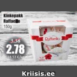 Allahindlus - Kinkepakk Raffaello 150 g