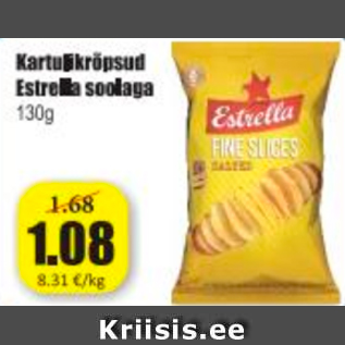 Allahindlus - Kartulikrõpsud Estrella soolaga 130 g