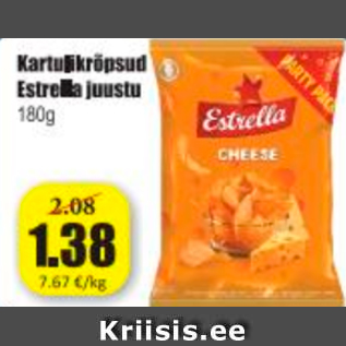 Allahindlus - Kartulikrõpsud Estrella juustu 180 g