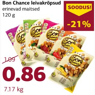 Allahindlus - Bon Chance leivakrõpsud erinevad maitsed 120 g