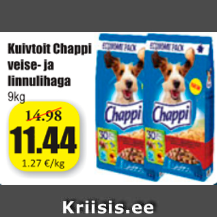 Allahindlus - Kuiv toit Chappi veise- ja linnulihaga 9 kg