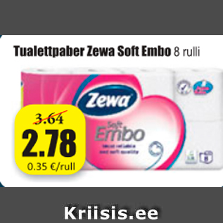 Allahindlus - Tualettpaber Zewa Soft Embo