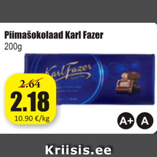 Allahindlus - Piimašokolaad Karl Fazer 200 g