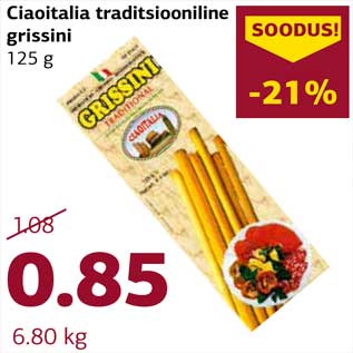 Allahindlus - Ciaoitalia traditsiooniline grissini 125 g