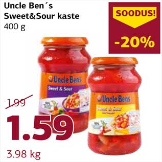 Allahindlus - Uncle Ben´s Sweet&Sour kaste 400 g