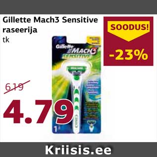 Allahindlus - Gillette Mach3 Sensitive raseerija tk