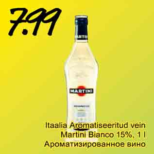 Allahindlus - Itaalia Aromatiseeritud vein Martini Bianco 15%, 1 l