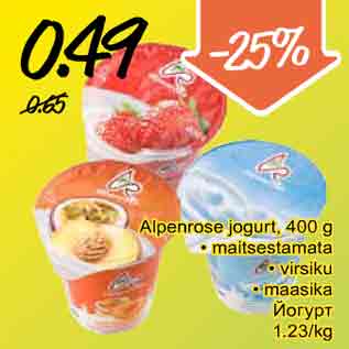 Allahindlus - Alpenrose jogurt, 400 g • maitsestamata • virsiku • maasika