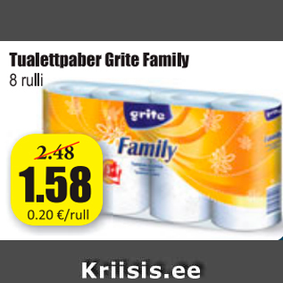 Allahindlus - Tualettpaber Grite Family