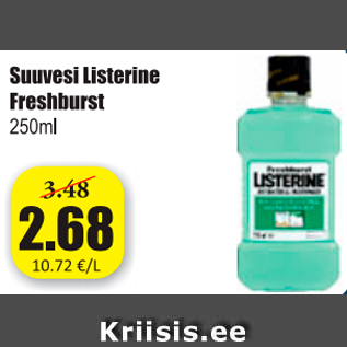 Allahindlus - Suuvesi Listerine Freshburst 250 ml